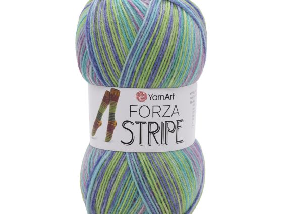 Forza Stripe YarnArt шкарпеткова пряжа 2804 салат-рожеві-бірюзові