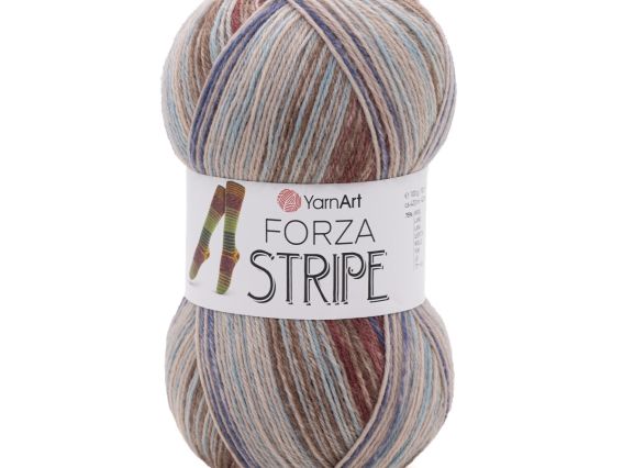 Forza Stripe YarnArt шкарпеткова пряжа 2806 беж.-джинс.-бордо-блакит.