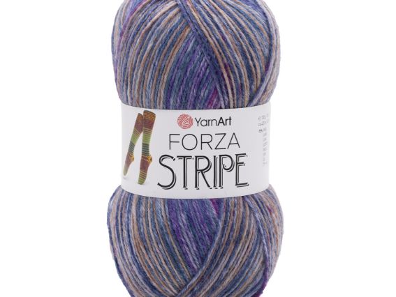 Forza Stripe YarnArt шкарпеткова пряжа 2809 фіолет.-малин.-джинс.-кор