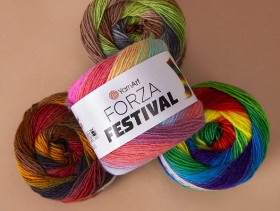 Пряжа шкарпеткова Форза Фестеваль ЯрнАрт Forza Festival Yarn Art шкарпеткова для в'язання