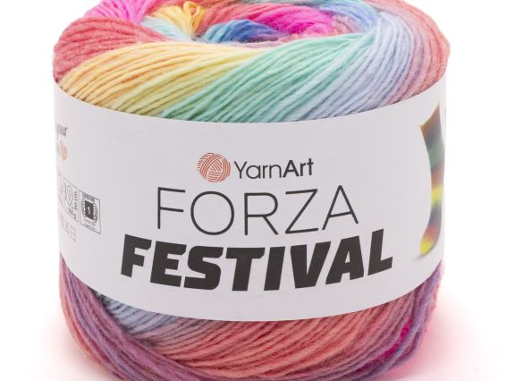 Forza Festival YarnArt шкарпеткова пряжа 2915 рожевий-жовтий-блакитний-м'ятний