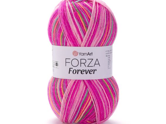 Forza Forever YarnArt шкарпеткова пряжа 2707 фуксія-рож-зел-син-помар