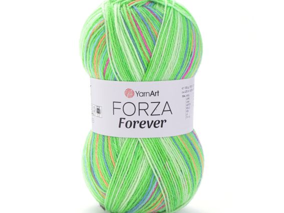 Forza Forever YarnArt шкарпеткова пряжа 2709 яскраво-зел-малин-син-помар