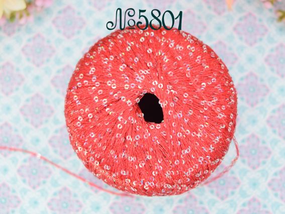 Galassia Yarn Art 5801 червона  + перламутрові паєтки
