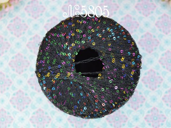 Galassia Yarn Art 5806 чорна + різнокольорові паєтки
