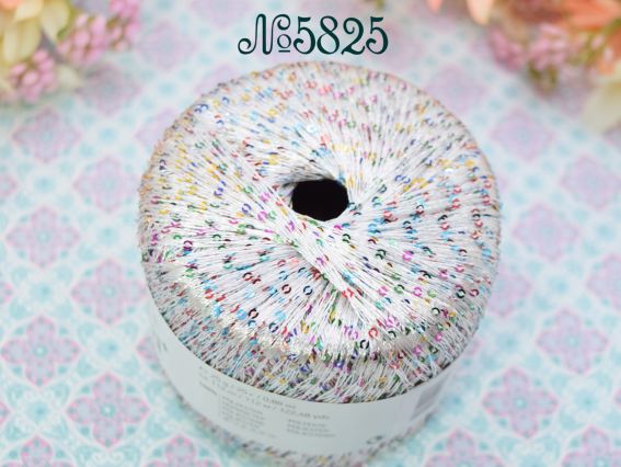 Galassia Yarn Art 5825 білий + кольорові паєтки