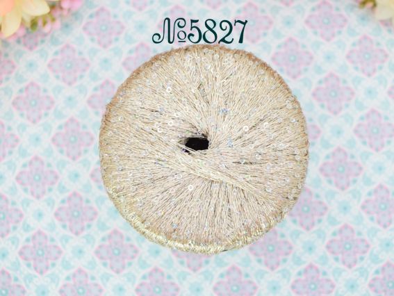 Galassia Yarn Art 5827 беж + перламутрові паєтки