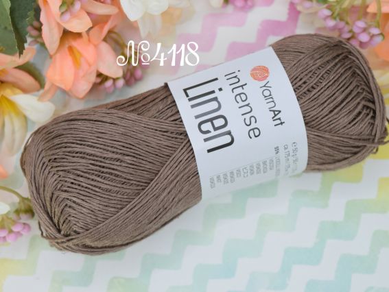Intense Linen YarnArt пряжа  4118 коричневий мокко