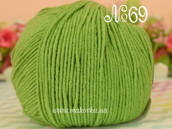 JEANS Yarn Art пряжа 69 св. зелений