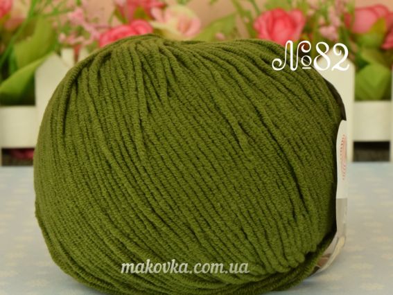 JEANS Yarn Art пряжа 82 т. зелений хакі