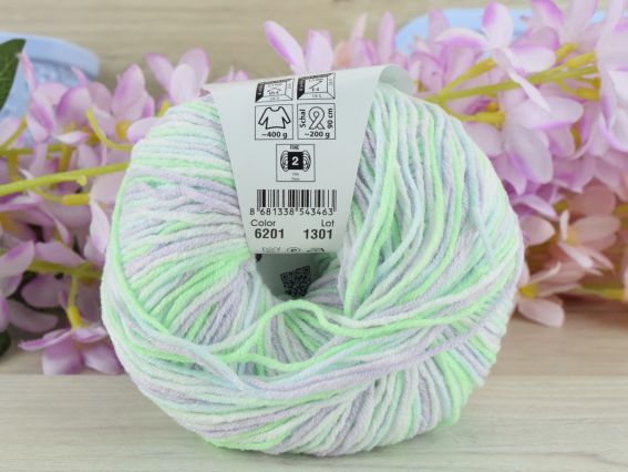 6201 яскр.салат-білий-блідий бузковий