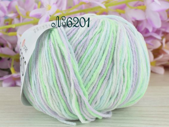 6201 яскр.салат-білий-блідий бузковий