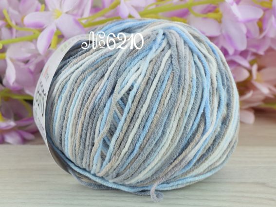 JEANS Soft colors Yarn Art пряжа 6210 сірий-блакитний-кавовий-молочний