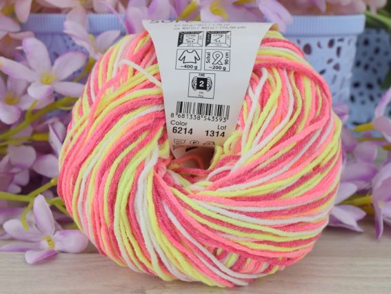6214 неон жовтий-неон рожевий-малина-молочний