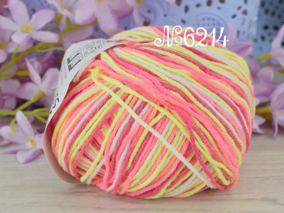 6214 неон жовтий-неон рожевий-малина-молочний