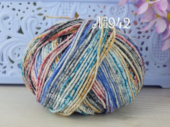 JEANS Splash Yarn Art пряжа 942 блакитний-рожевий-чорний-коричневий