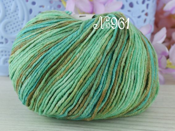 JEANS Splash Yarn Art пряжа 961 салатовий-зелений-коричневий