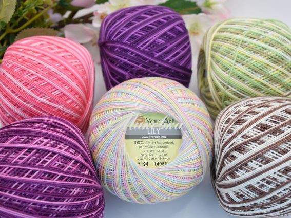 Пряжа Lily Yarn Art лілі меланж Ярн Арт тонкі для в'язання (бавовна)