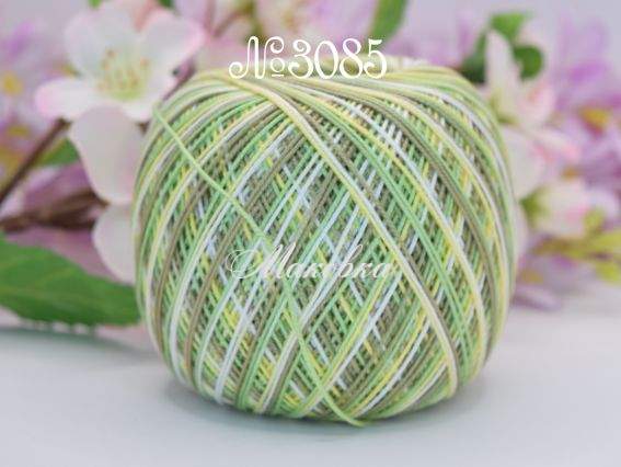 Lily МЕЛАНЖЕВА Yarn Art пряжа 3085 приглушений зелений-білий-салатовий