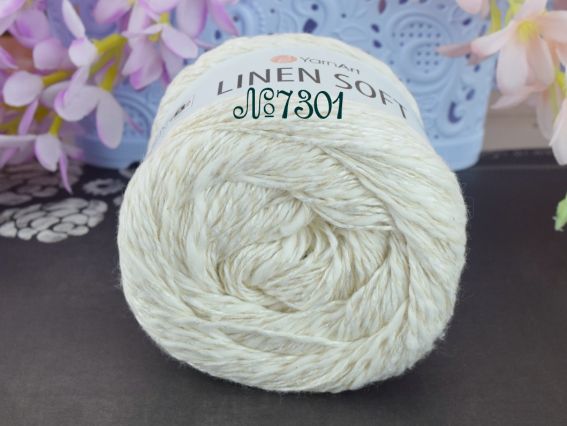 Linen Soft Yarn Art пряжа  7301 білий (молочний)