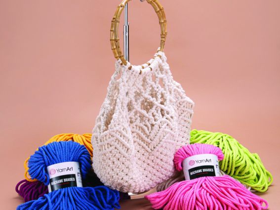 Товстий шнур Макраме Браідед Ярнарт Macrame BRAIDED Yarn Art для в'язання припинди , килимків, панно, сумок та плетіння макраме