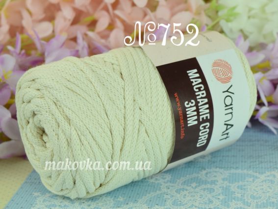 Macrame Cord 3мм YarnArt шнур макраме  752 молочний