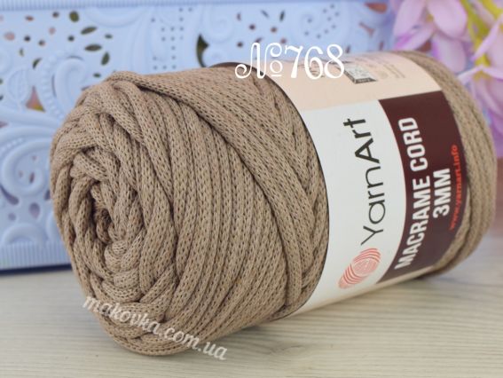 Macrame Cord 3мм YarnArt шнур макраме  768 кавовий світлий 