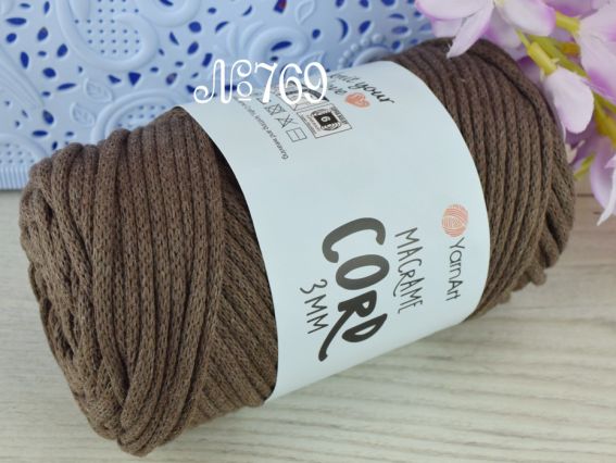 Macrame Cord 3мм YarnArt шнур макраме  769 коричневий