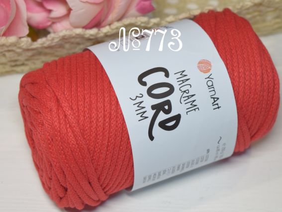 Macrame Cord 3мм YarnArt шнур макраме  773 червоний