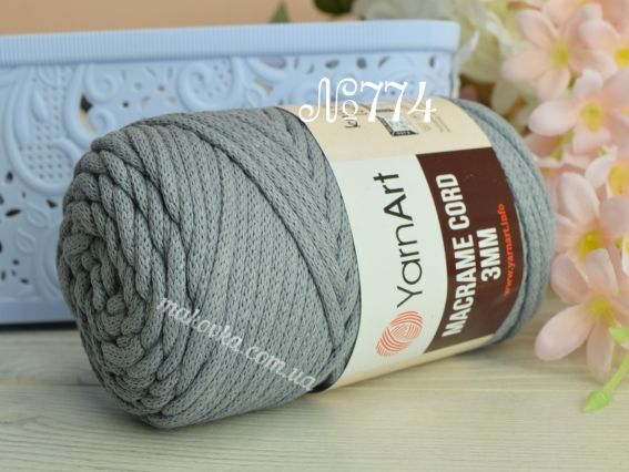 Macrame Cord 3мм YarnArt шнур макраме  774 сірий