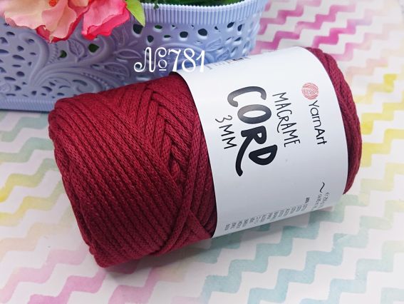 Шнур макраме Macrame Cord 3мм YarnArt 781 бордовий