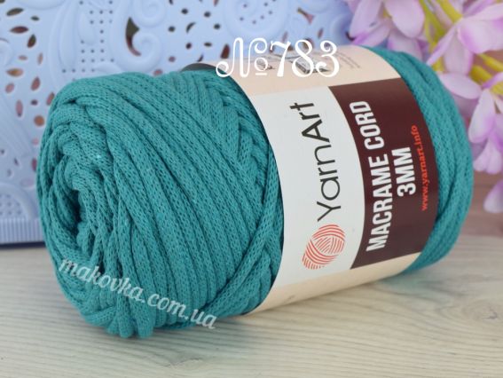 Macrame Cord 3мм YarnArt шнур макраме  783 зелена сосна