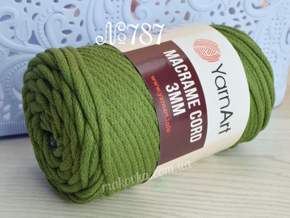 Macrame Cord 3мм YarnArt шнур макраме  787 зелений