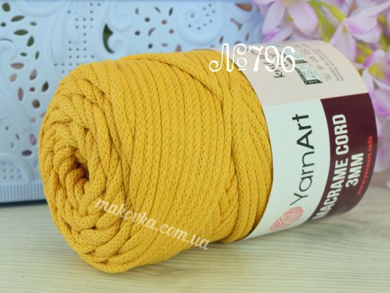 Macrame Cord 3мм YarnArt шнур макраме  796 жовто-гірчичний