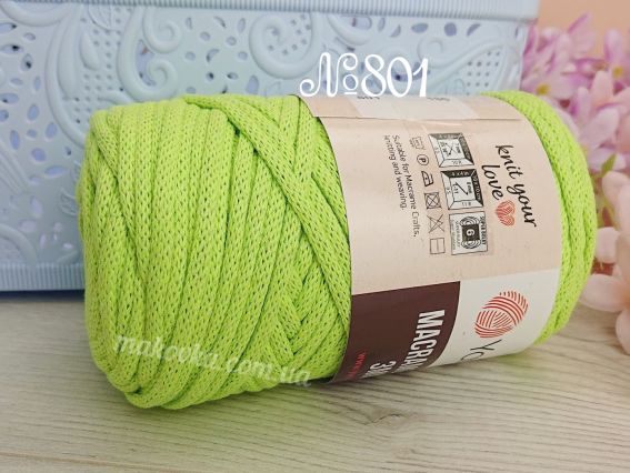 Macrame Cord 3мм YarnArt шнур макраме  801 жовто-салатовий неон