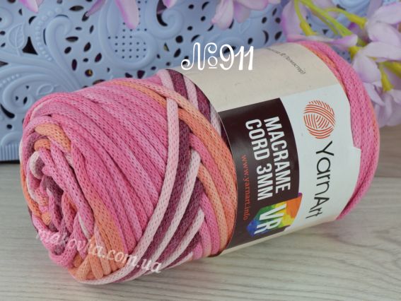 Шнур макраме Macrame Cord 3мм VR YarnArt 911 рожеві-корал
