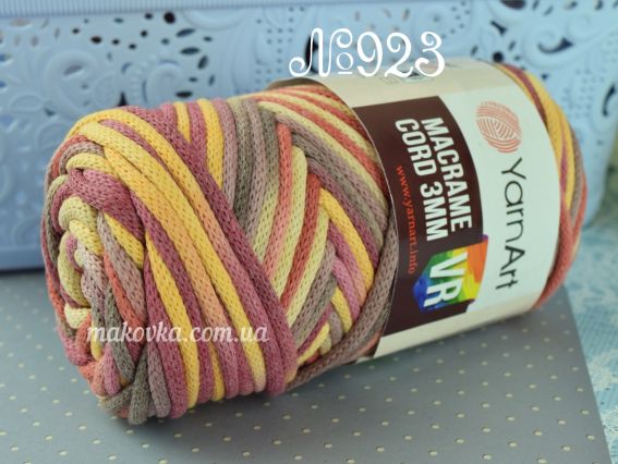 Шнур макраме Macrame Cord 3мм VR YarnArt 923 бордо-жовтий-коричневий