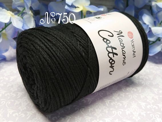 Macrame Cotton YarnArt шнур макраме  750 чорний