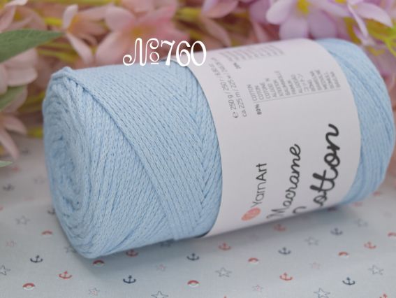 Macrame Cotton YarnArt шнур макраме  760 блакитний