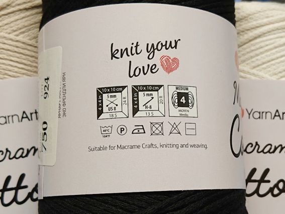 Шнур Макраме котон Ярнарт Macrame Cotton Yarn Art для в'язання килимків, панно, сумок та плетіння макраме