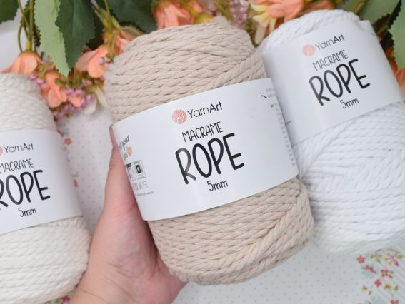 Товстий шнур Макраме роуп 5 мм Ярнарт Macrame Rope 3мм  Yarn Art для в'язання килимків, панно, сумок та плетіння макраме