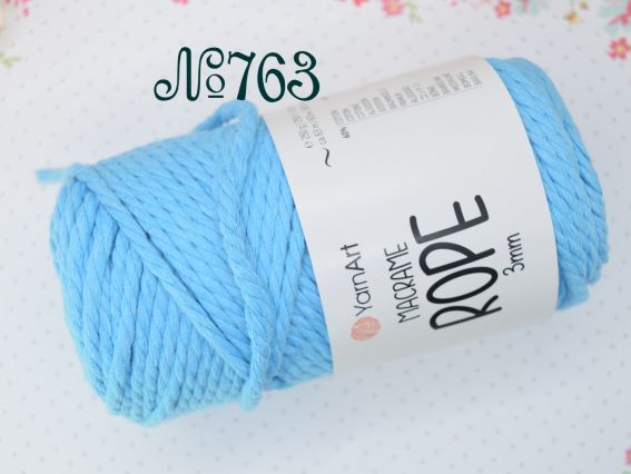 Macrame Rope 3мм YarnArt шнур макраме  763 бірюзовий