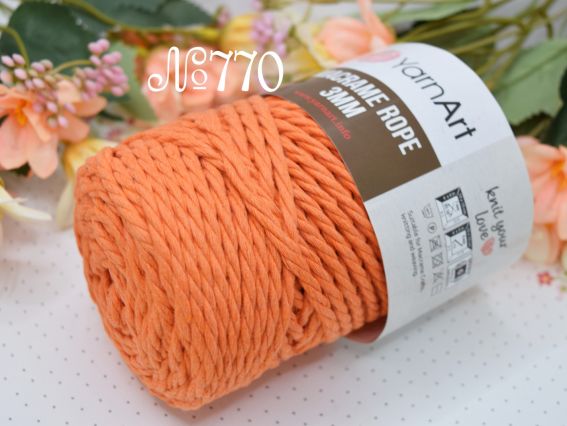 Macrame Rope 3мм YarnArt шнур макраме  770 помаранчевий