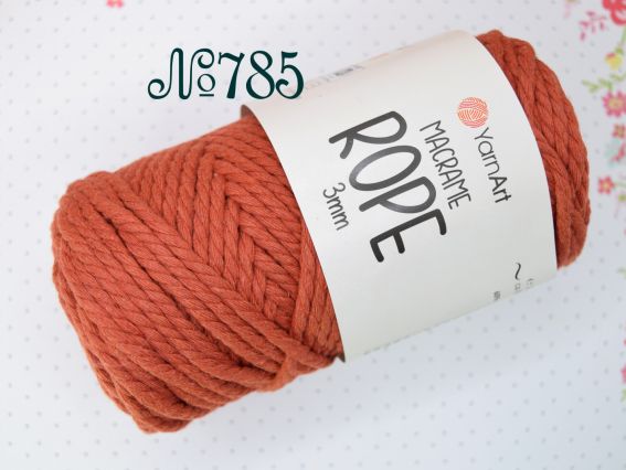 Macrame Rope 3мм YarnArt шнур макраме  785 темний теракотовий