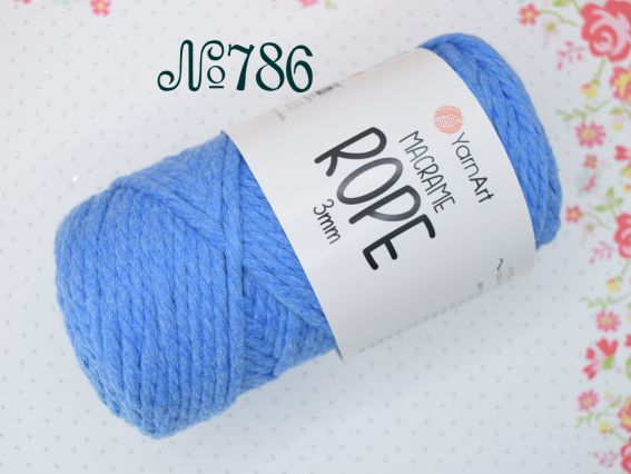 Macrame Rope 3мм YarnArt шнур макраме  786 світлий синій