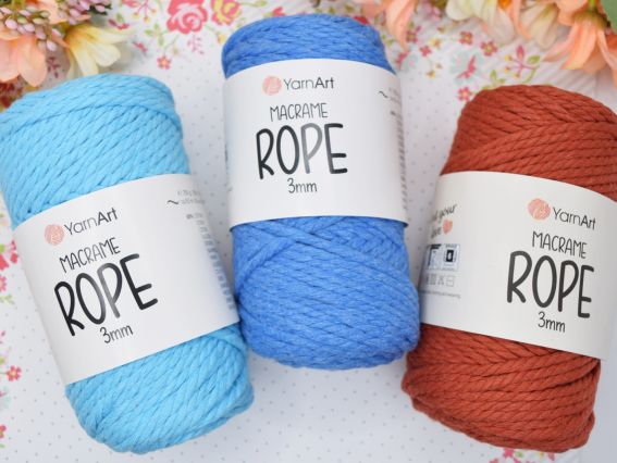 Шнур Макраме роуп 3 мм Ярнарт Macrame Rope 3мм  Yarn Art для в'язання килимків, панно, припинди, сумок та плетіння макраме