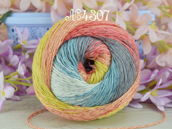 Summer dream Yarn Art пряжа 4307 молоко-св.сірий-джинс-жовтий-корал