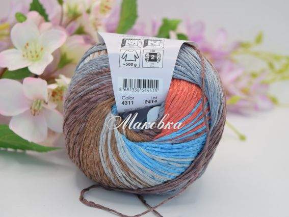 4311 сірий-коричневі-бірюзовий-кораловий