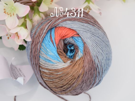 Summer dream Yarn Art пряжа 4311 сірий-коричневі-бірюзовий-кораловий