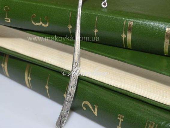 Закладка №3 В цветах, 12 см, античное серебро Закладка №3 В цветах, 12 см, античное серебро